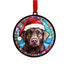 Labrador Chocolate in Santa Hat Suncatcher Decoration